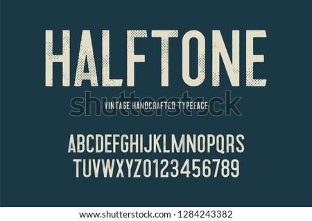vintage handcrafted typeface with halftone effect. retro font. grunge letters. vector illustration