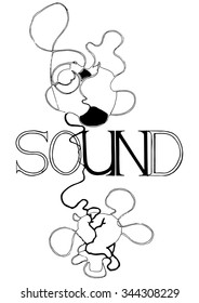 Vintage hand-drawing black and white pattern with inscription and abstract composition. EPS 10 vector illustration. Line-art style.
