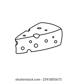 Vintage Hand-Drawn Cheese Slice Line Art – Rustic Dairy Product Sketch for Farm Branding, Restaurant Logos, Food Labels, Culinary Illustrations, Grocery Packaging, and Kitchen Decor