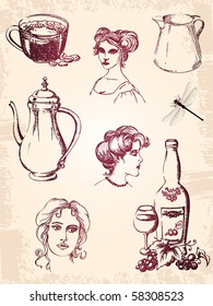 vintage hand-drawn  elements for design