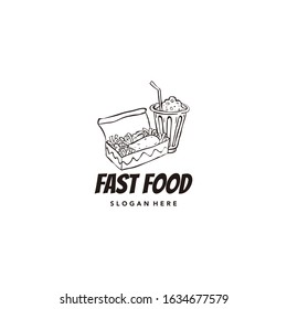 Vintage hand-drawn fast food logo, classic and rustic, very elegant for a company.