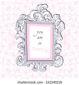 Vintage hand-drawn frame with text. 