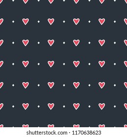 Vintage hand-drawn hearts. Seamless pattern.