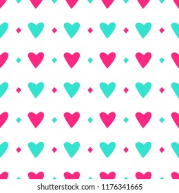 Vintage hand-drawn hearts. Seamless pattern.