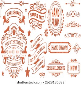 Vintage Hand-Drawn Label and Banner Design Collection