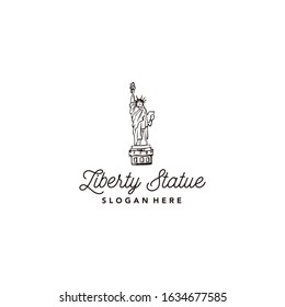 Vintage hand-drawn liberty statue logo, classic and rustic, very elegant for a company.