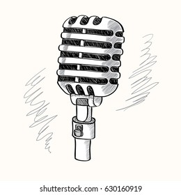 Vintage hand-drawn microphone