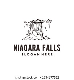 Vintage hand-drawn Niagara falls logo, classic and rustic, very elegant for a company.