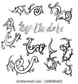 Vintage handdrawn ornate frames, decorative ornaments, flourish and scroll wedding element.vector