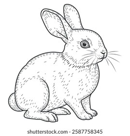 Vintage Hand-Drawn Rabbit Illustration – Detailed Animal Sketch in Ink Style