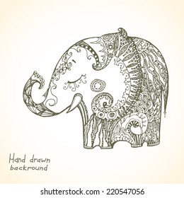 Vintage hand-drawn tribal doodle animal