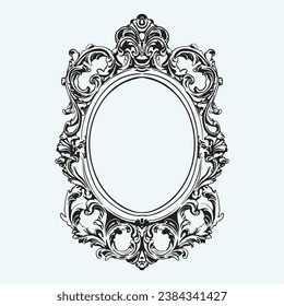 vintage handdrawn vector carved frame