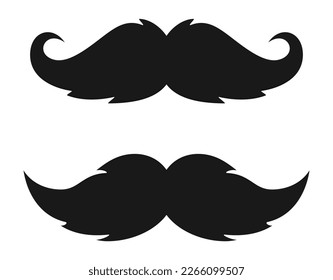Vintage handlebar moustache vector icon, retro hairstyle design on white background