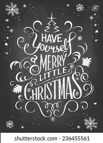 Vintage Handlettering Christmas Greetings On Blackboard Stock Vector ...