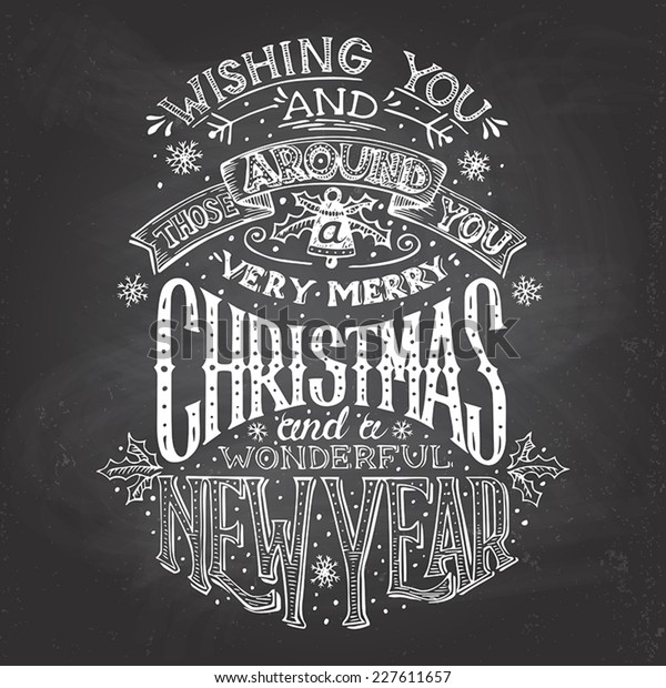 Vintage Handlettering Christmas New Year Wishes Stock Vector (Royalty ...