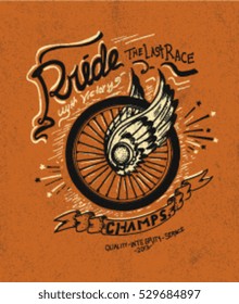 vintage handmade  bicycle wing illustration