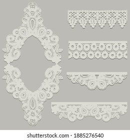 Elementos de crochet artesanal, encaje y collarín