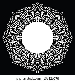  Vintage handmade knitted doily. Round lace pattern. Vector illustration.