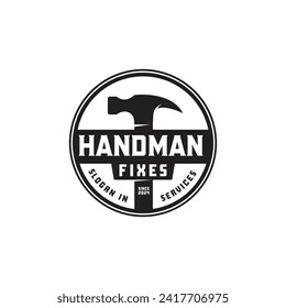 Vintage Handman Repair with Hammer Logo Design Vector Illustration