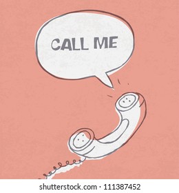 Vintage handset with speech bubble and sample text. Vector illustration, EPS8