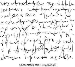 Vintage handwriting letter. Hand writing scribble words, retro unreadable text, lorem letter, antique fake manuscript, vintage Lorem ipsum text pattern