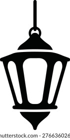 Vintage hanging lantern icon vector illustration, classic street lamp silhouette for decorative design