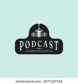 logo vintage suspendu logo microphone illustration design, icône podcast logo  conception de template Image vectorielle