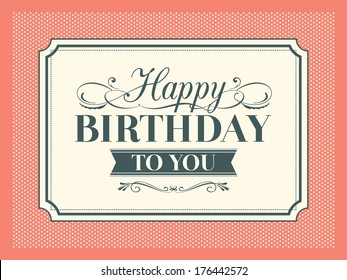 Vintage Happy Birthday Card Frame Design Vector