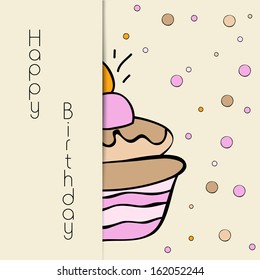 Vintage Happy Birthday, greeting card or invitation card with colorful delicious pancake on colorful background.