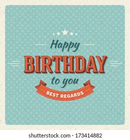 Vintage happy birthday vector card background. Retro happy birthday message and years numbers. 