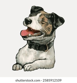 Vintage happy dog, vector element.