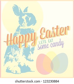Vintage Happy Easter Card with Lets Eat Some Candy Tagline