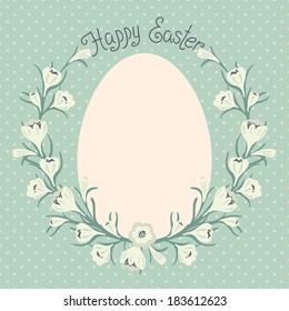 Vintage Happy Easter card with place for your text. Vector illustration.