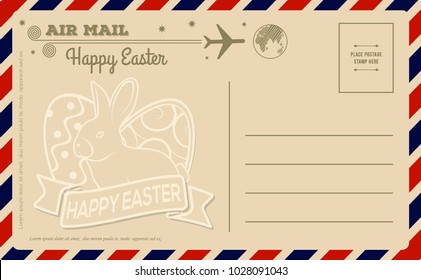 Vintage Happy Easter Postcard. Vector illustration.