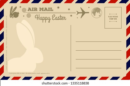 Vintage Happy Easter Postcard. Vector illustration.