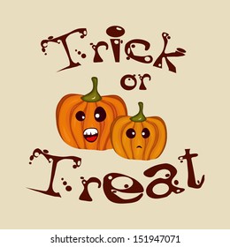 Vintage Happy Halloween concept with scary pumpkins, can be use as flayer, banner or poster for trick or treat parties