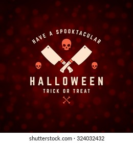 Vintage Happy Halloween Typographic Design Vector Background and Skull