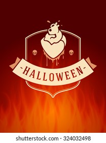 Vintage Happy Halloween Typographic Design Vector Background 