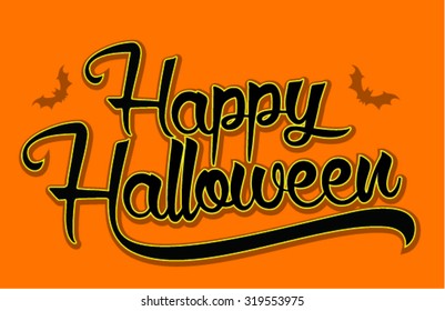 Vintage Happy Halloween Typographical with orange Background