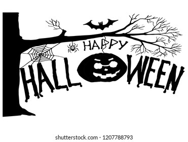 
vintage happy Halloween,handwritten,vector