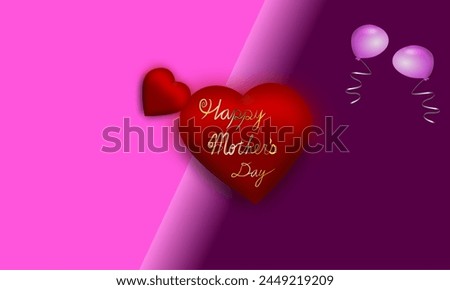 Vintage happy mother's day celebration vector illustration.pink balloons fly. 3D love and heart frame golden text Happy Mother's day. Abstract pink background,template,backdrop,poster,card,banner