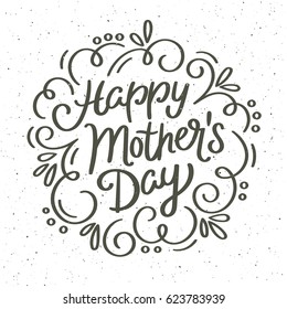 Vintage Happy Mother's Day decorative greeting card. Hand drawn lettering design. Vector illustration.