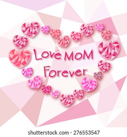 Vintage Happy Mother's Day Typographical Background With Hearts