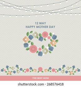 Vintage Happy Mothers's Day Background. Happy mothers day cards flat