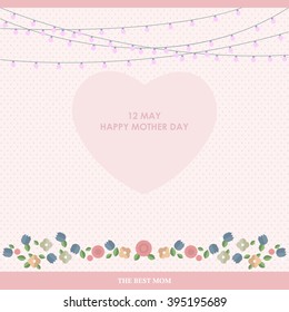 Vintage Happy Mothers's Day Background .Wedding Card Invitation with wedding bouquet.