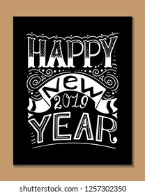 Vintage Happy New Year lettering. Vector illustration. Happy New Year retro postcard. Quote isolated on background.