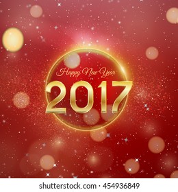 Vintage happy new year Typographic Wishes and Winter Holiday Elements on red background. Greeting illustration for Xmas. Template for invitation, flyer, banner, poster, rooster year. Happy new Year