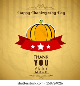 Vintage Happy Thanks giving background with pumpkin. 