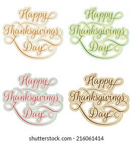 Vintage Happy Thanksgivings day Calligraphy set. EPS 10 vector file included