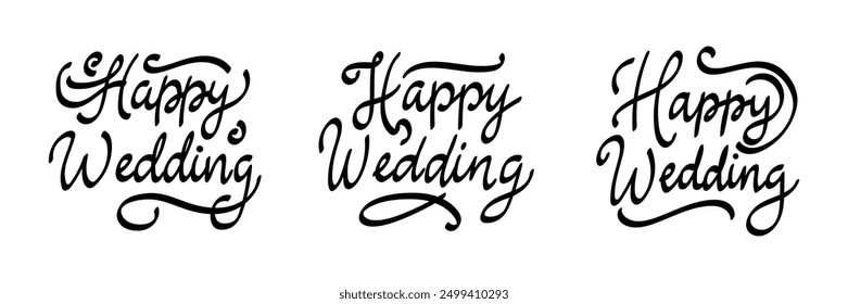Vintage Happy Wedding Lettering Typography
